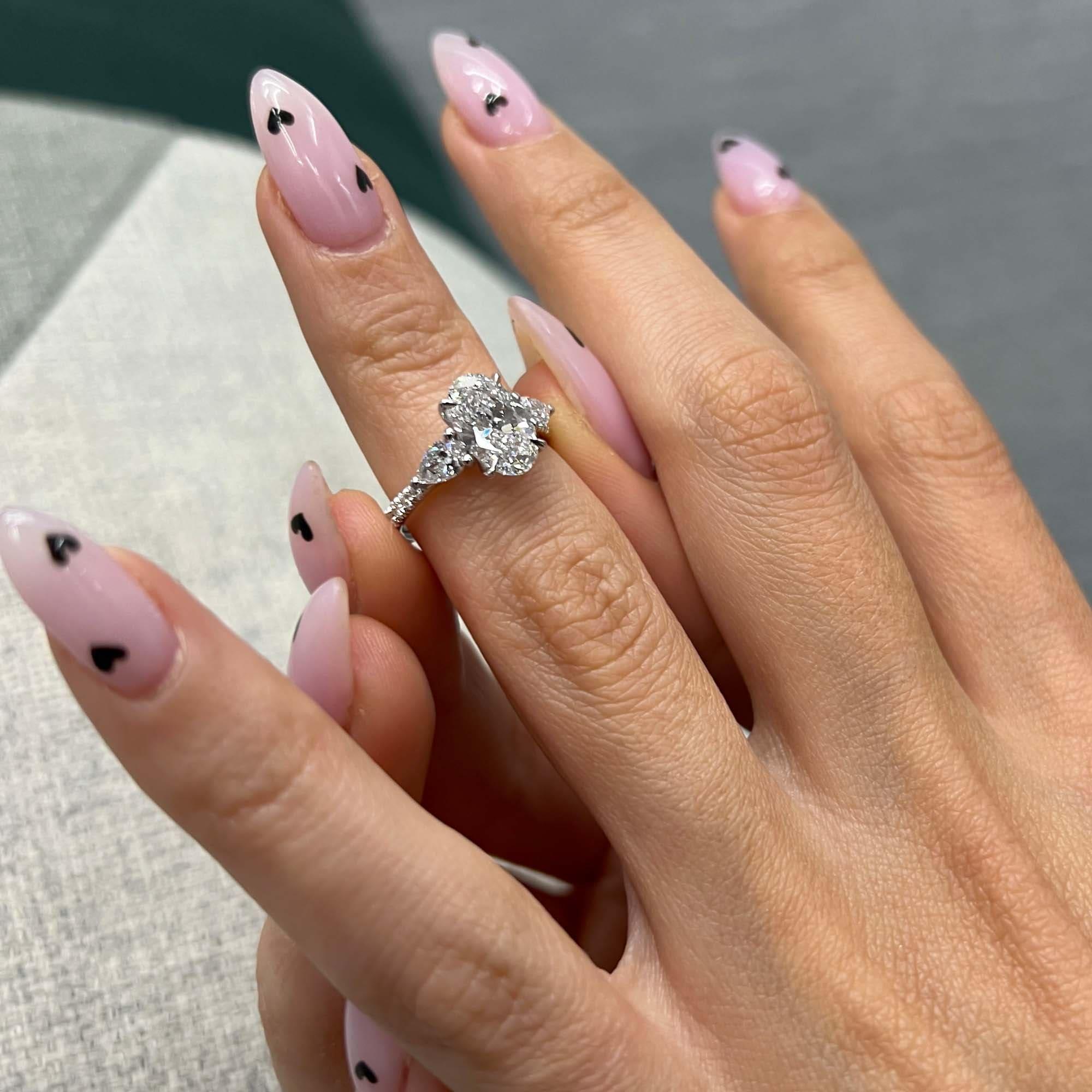 Enya Three Stone GIA Natural Diamond Engagement Ring