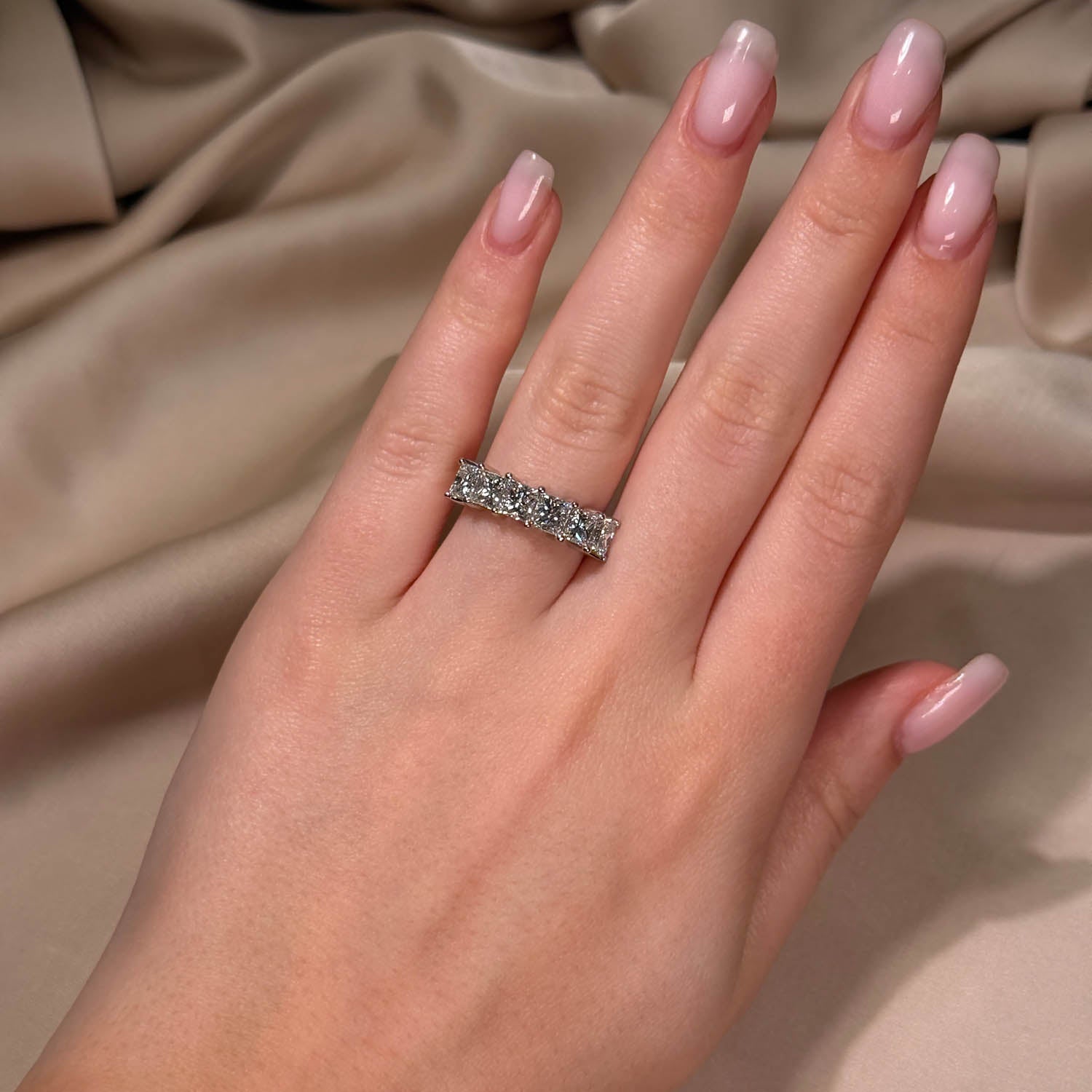 3 Carat Shared Prong 4.2mm Princess Cut Lab Grown Diamond Wedding Ring