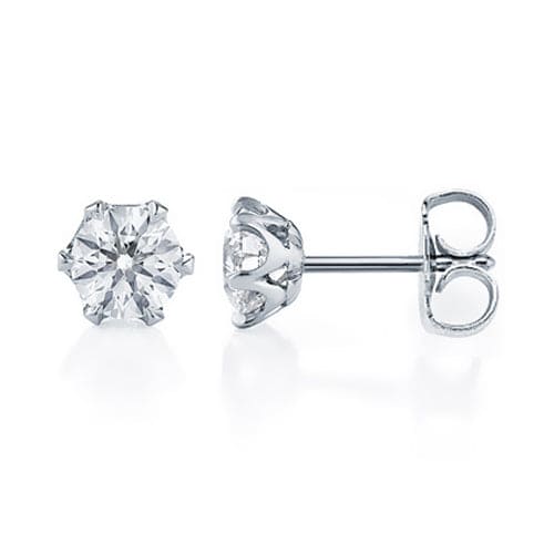 1 Carat Round Cut Lab Grown Diamond 6 Prong Solitaire Stud Earrings