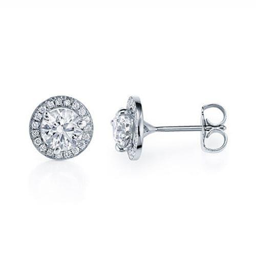 1.20 Carat Round Cut Lab Grown Diamond Halo Stud Earrings