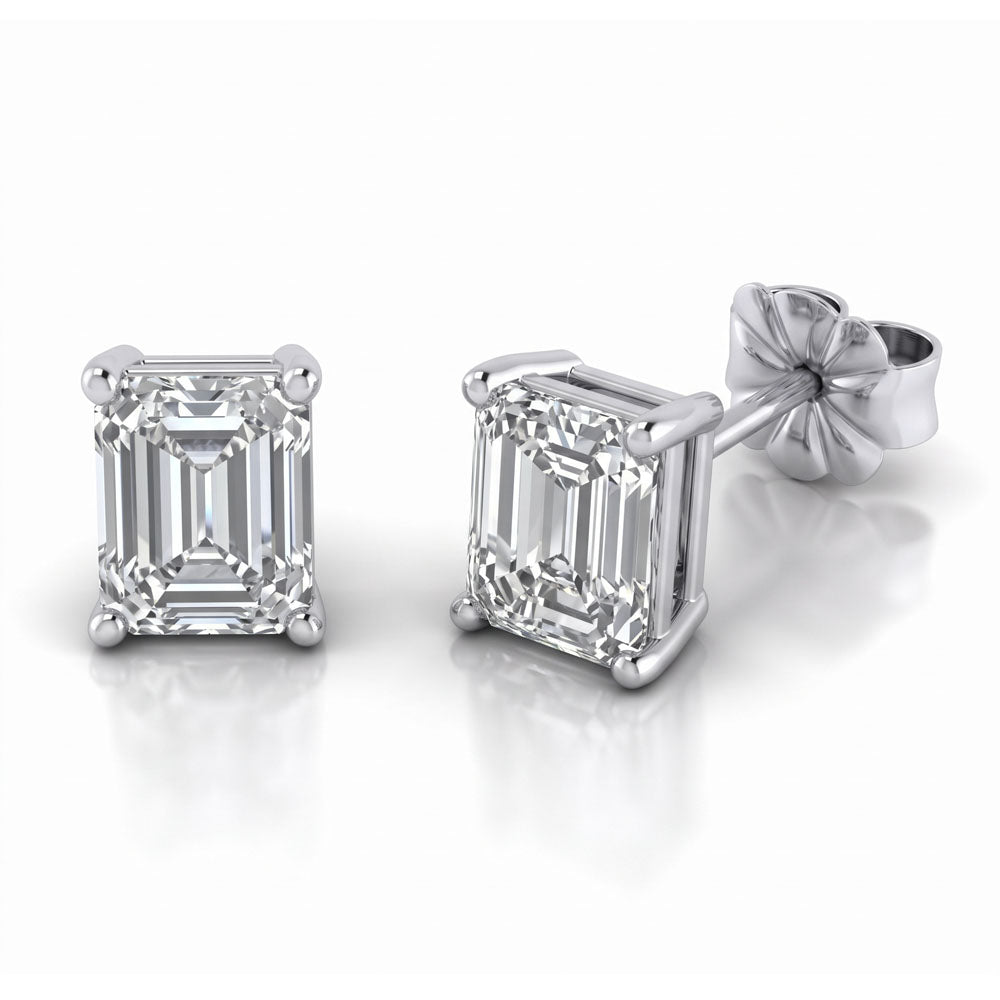 Emerald Cut Lab Grown Diamond Stud Earrings