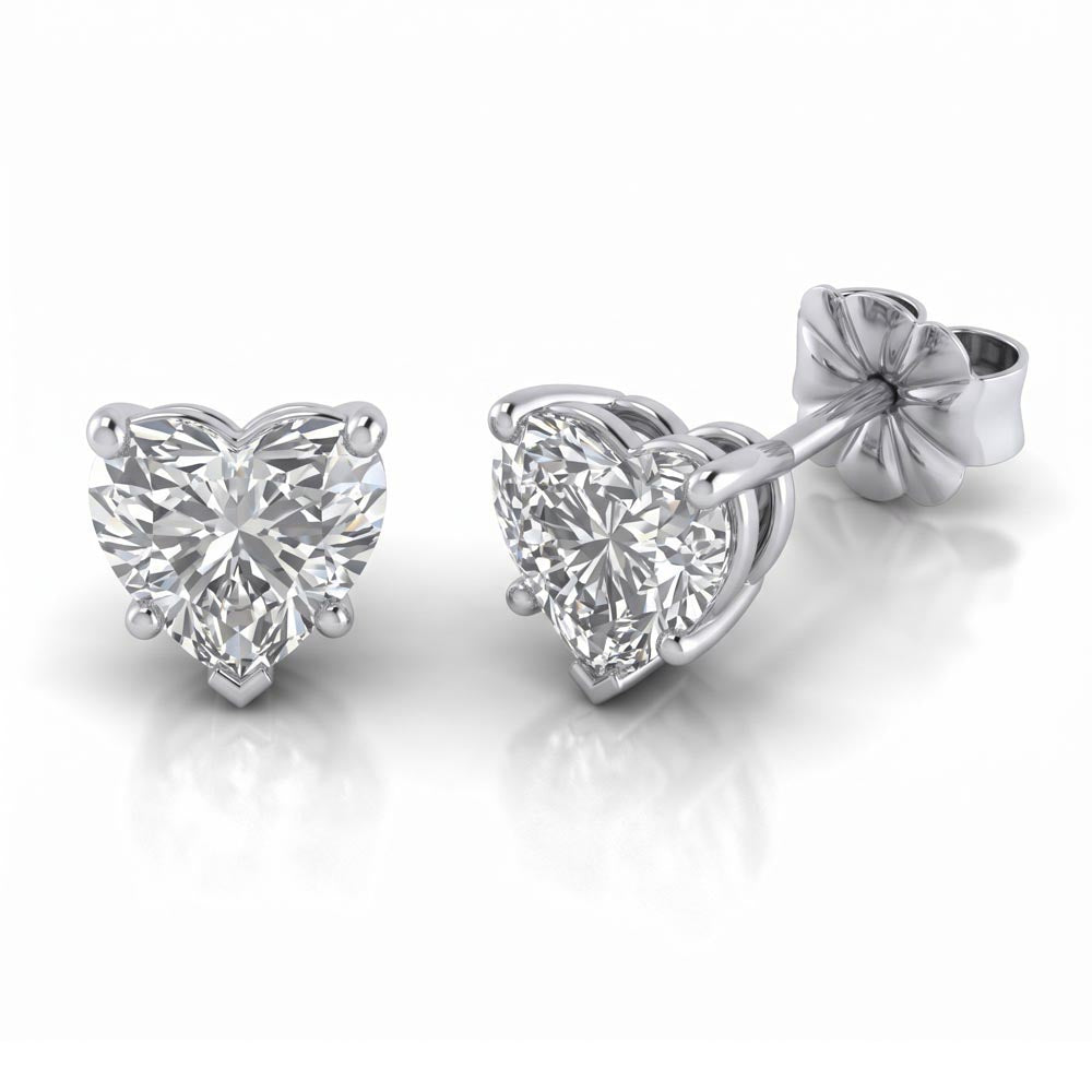 Heart Cut Lab Grown Diamond Stud Earrings