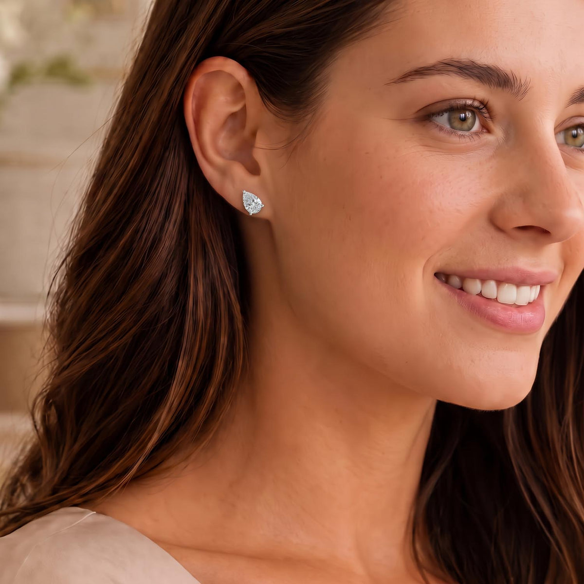 Pear Cut Lab Grown Diamond Stud Earrings