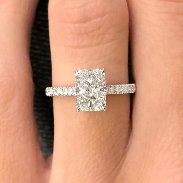 1.80 Carat Radiant Cut Cathedral Lab Grown Diamond Engagement Ring