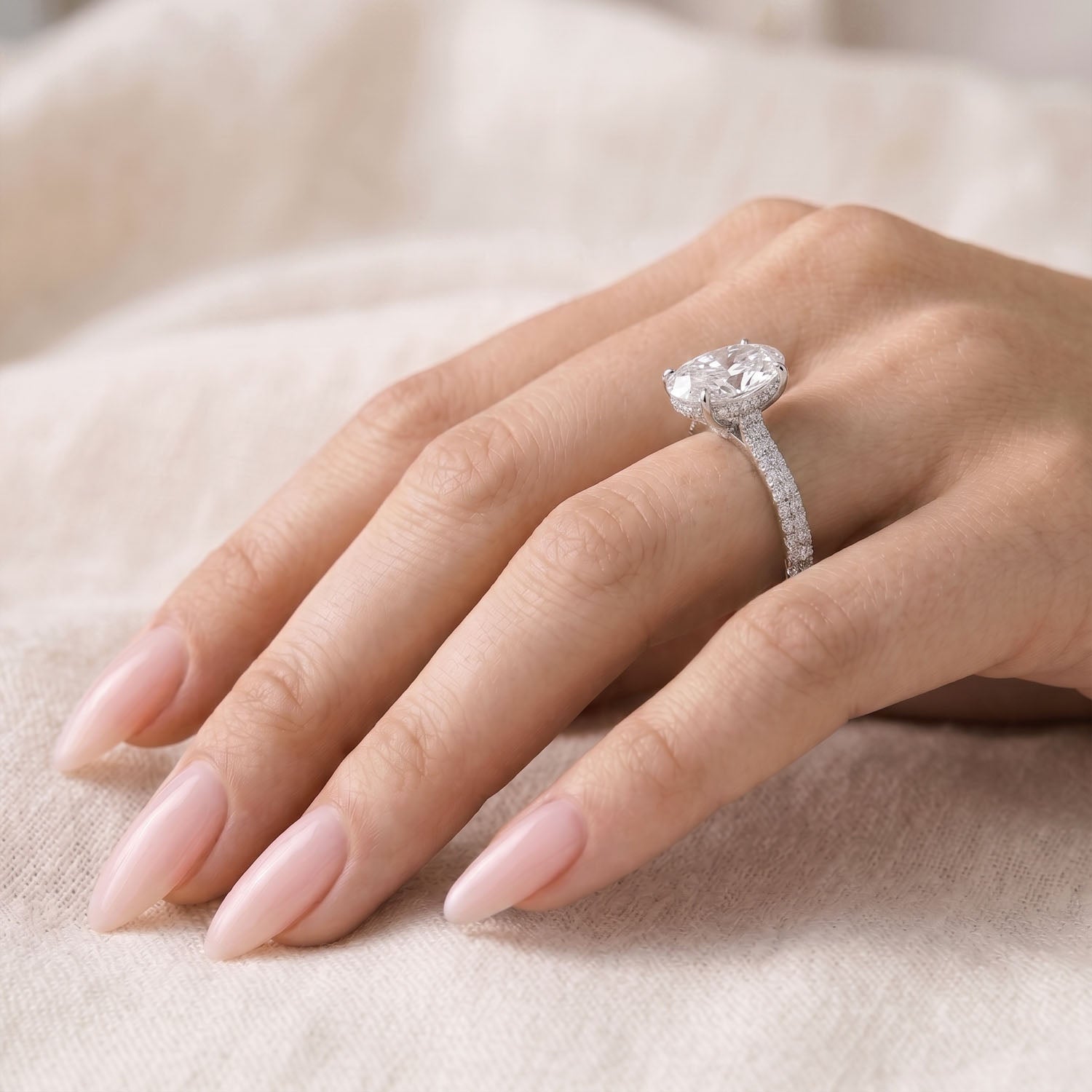 Hailey Hidden Halo Lab Grown Diamond Engagement Ring