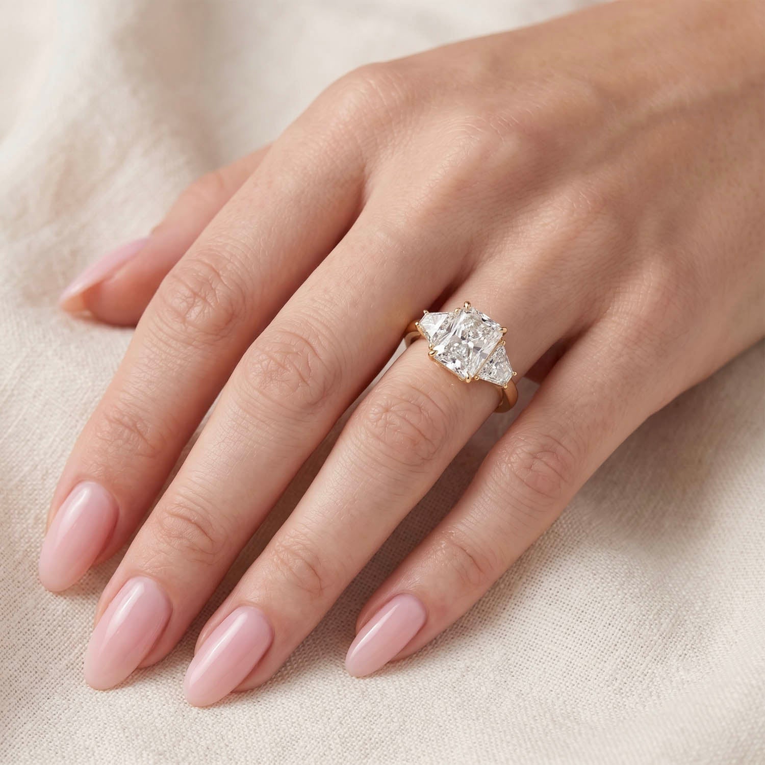 Lena Three Stone Lab Grown Diamond Engagement Ring