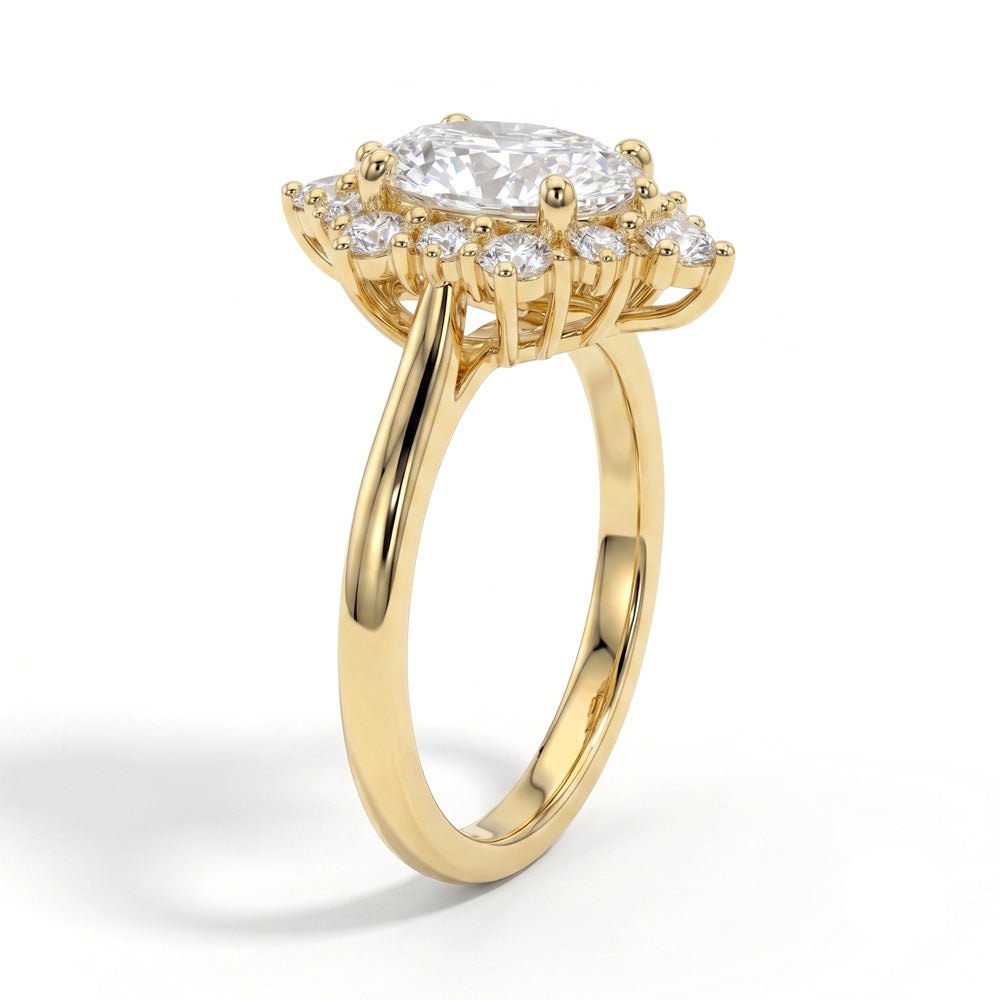 Vintage Scalloped Lab Grown Diamond Engagement Ring
