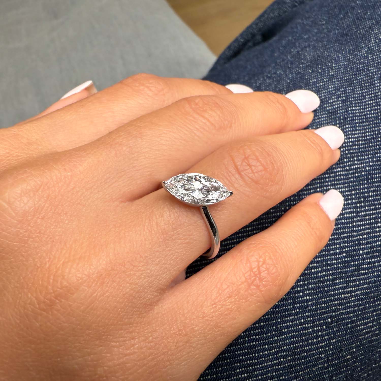 Lyra Tilted Lab Grown Diamond Engagement Ring