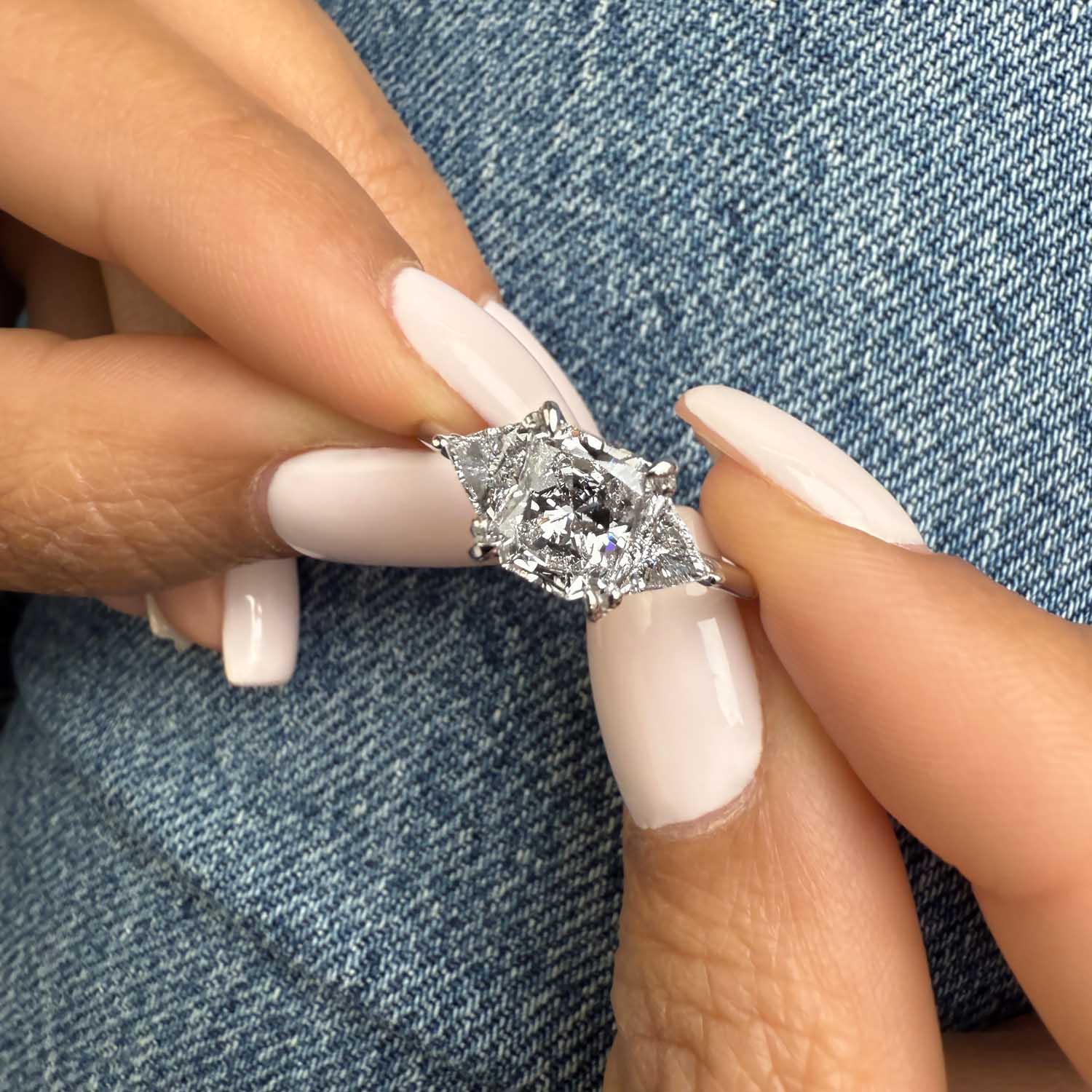 Indigo Three Stone Lab Grown Diamond Engagement Ring
