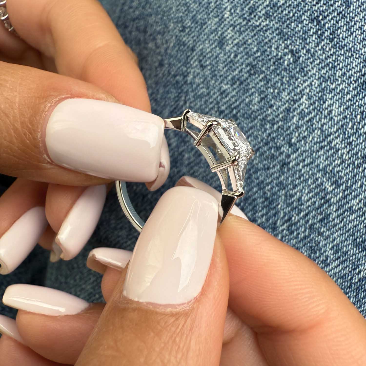 Indigo Three Stone Lab Grown Diamond Engagement Ring