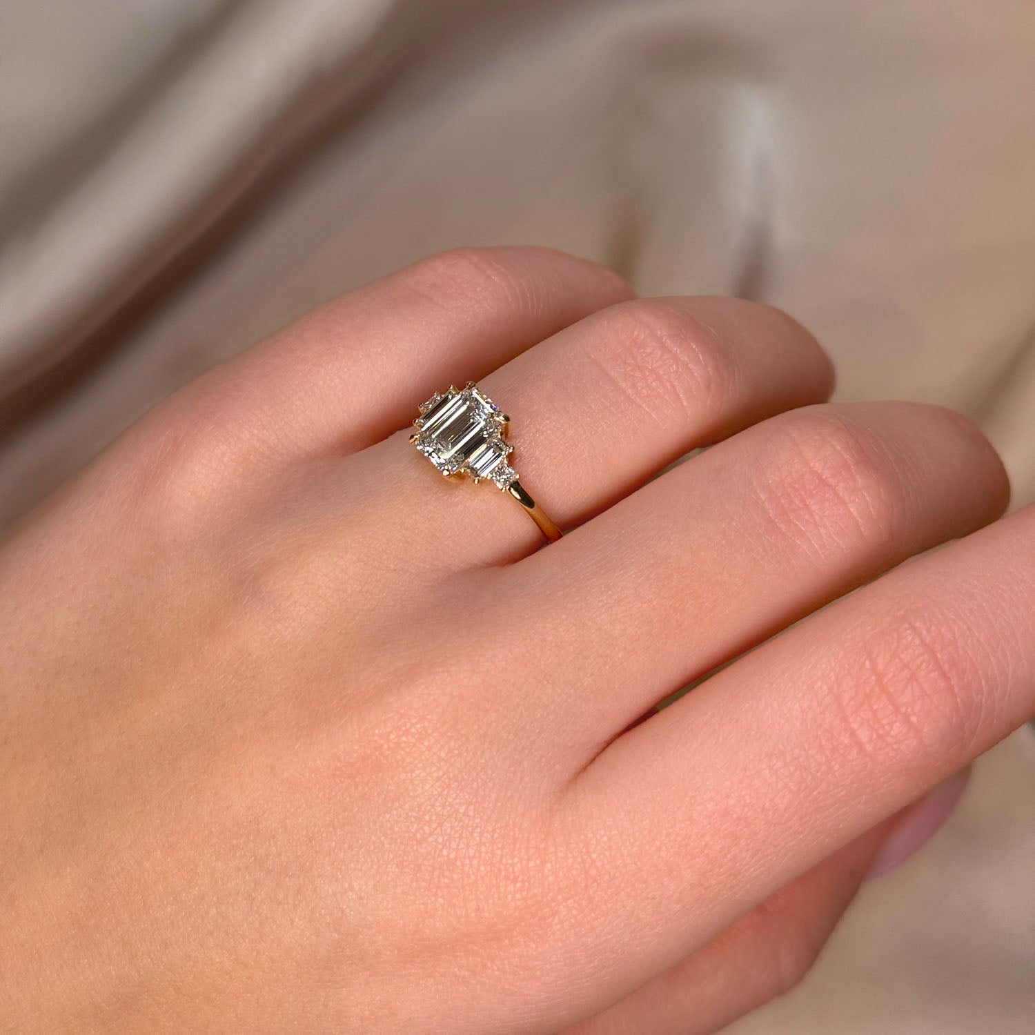 Jasper Three Stone Lab Grown Diamond Engagement Ring