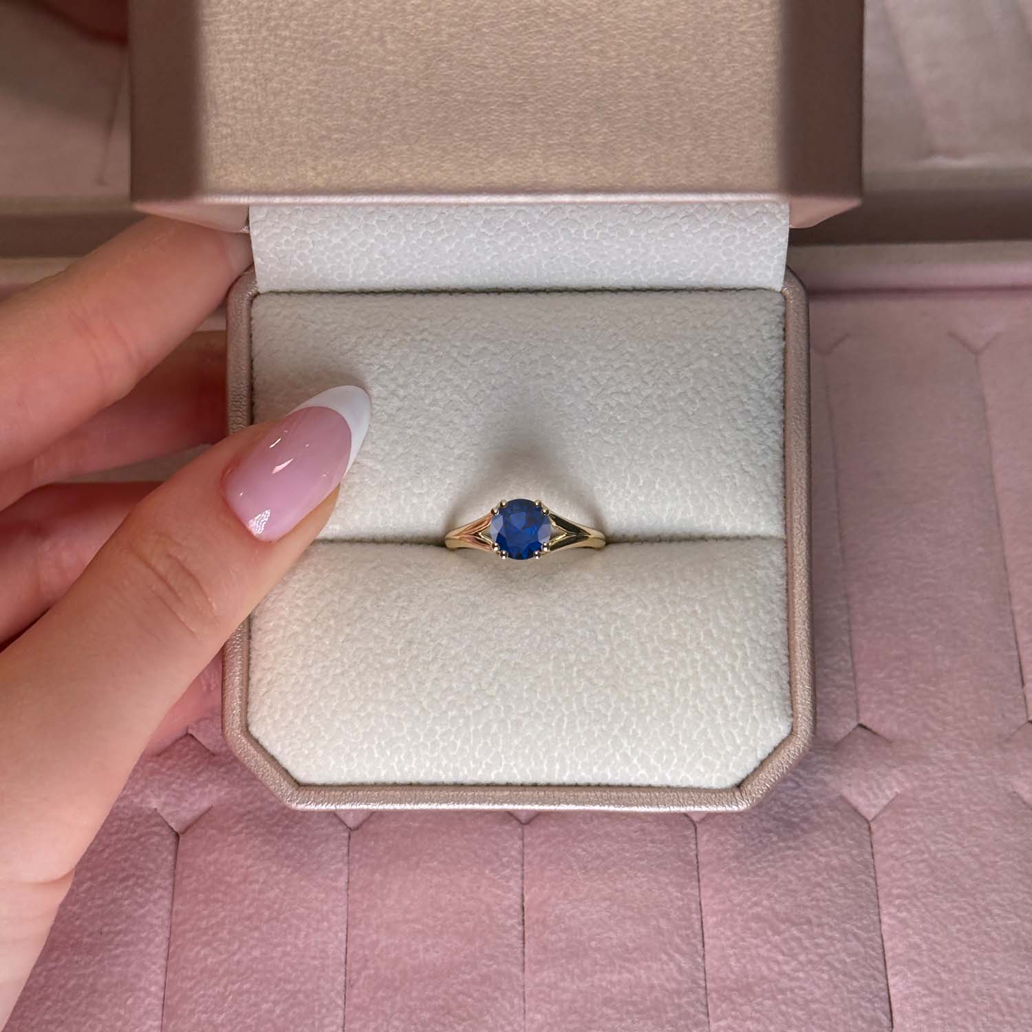Round Cut Solitaire Blue Sapphire Engagement Ring