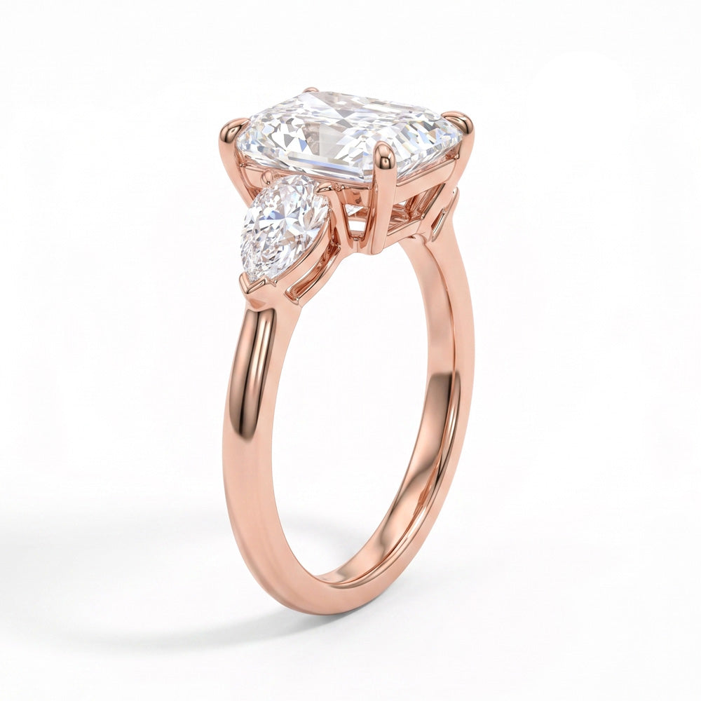 Prism Three Stone Lab Grown Diamond Engagement Ring
