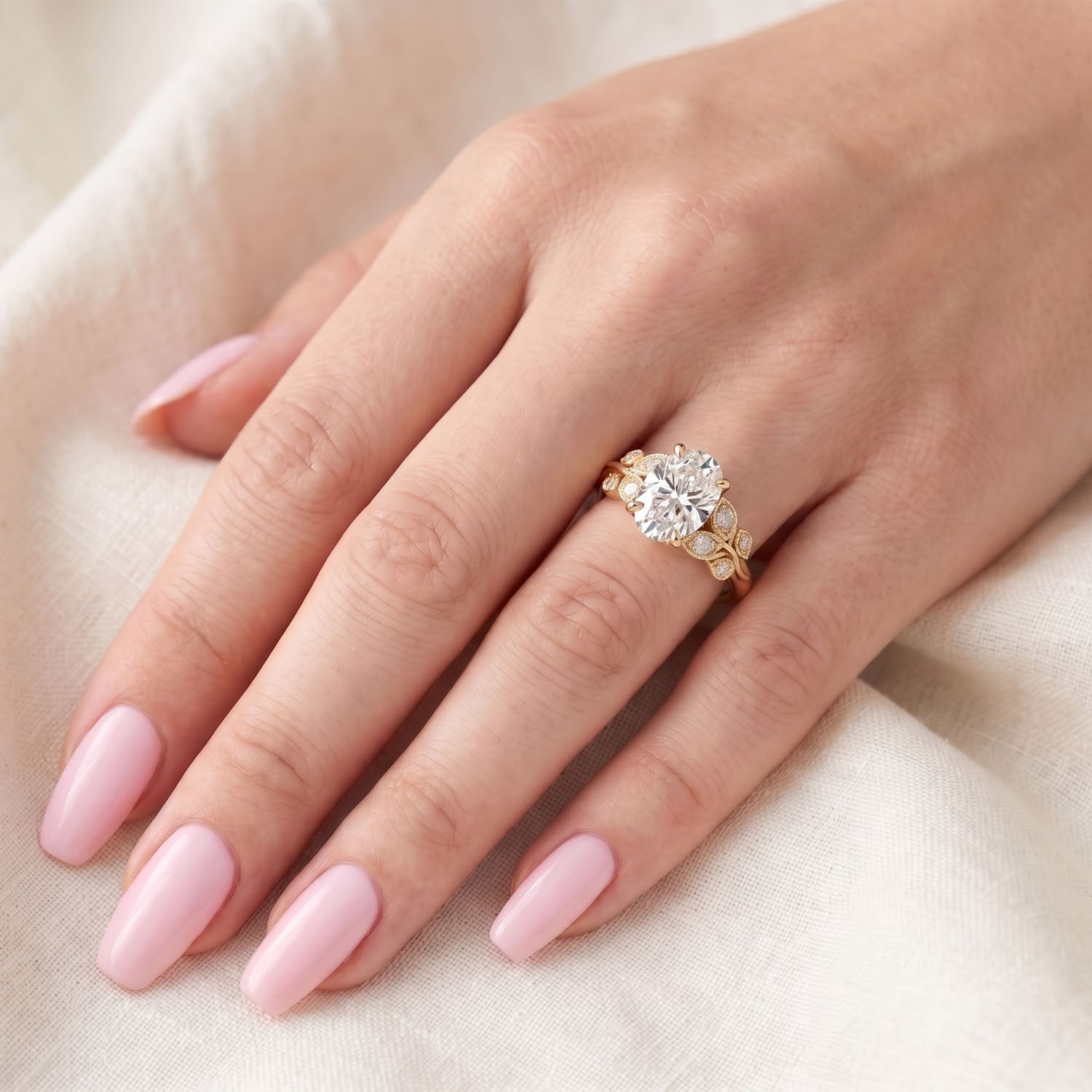 Lotus Nature Inspired Lab Grown Diamond Engagement Ring