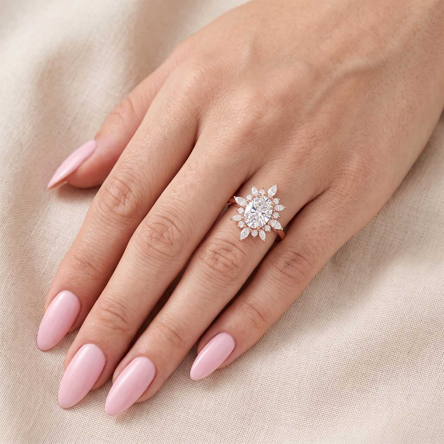 Freya Halo Vintage Lab Grown Diamond Engagement Ring