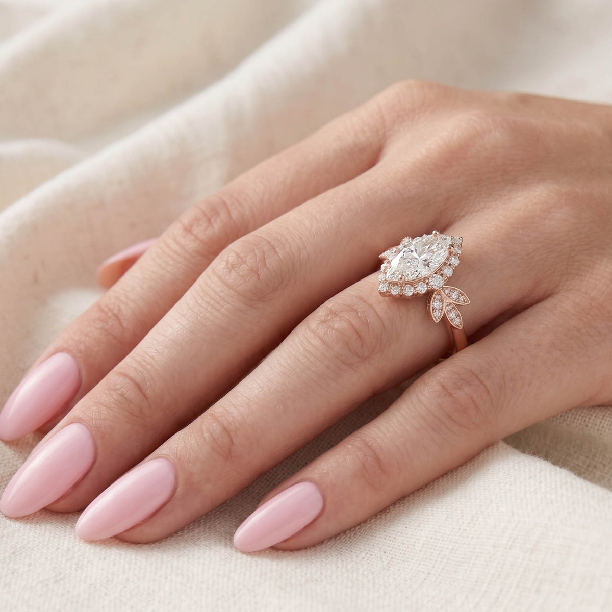 Arrow Halo Vintage Lab Grown Diamond Engagement Ring