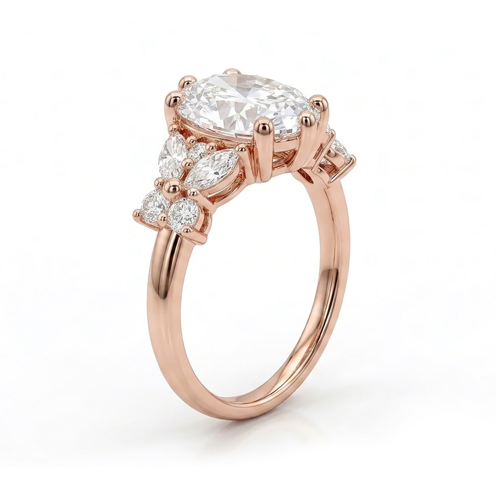 Beryl Cluster Lab Grown Diamond Engagement Ring