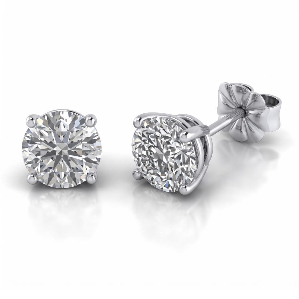 Round Cut Lab Grown Diamond Stud Earrings