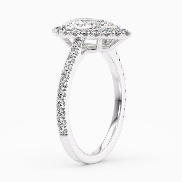 2 Carat Pear Cut Halo Lab Grown Diamond Engagement Ring