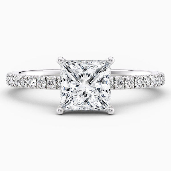1.80 Carat Princess Cut Hidden Halo Lab Grown Diamond Engagement Ring