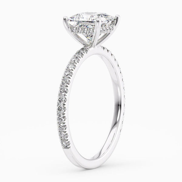 1.80 Carat Princess Cut Hidden Halo Lab Grown Diamond Engagement Ring