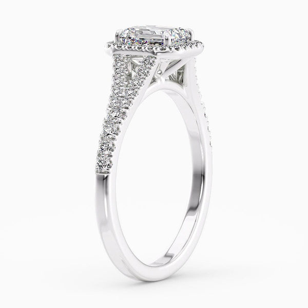 1.40 Carat Emerald Cut Halo Lab Grown Diamond Engagement Ring