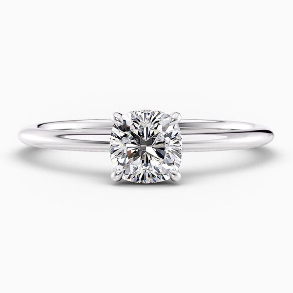 1.10 Carat Cushion Cut Hidden Halo Solitaire Natural Diamond Engagement Ring GIA Certified