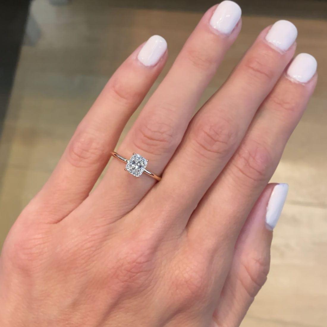 1.10 Carat Cushion Cut Hidden Halo Solitaire Natural Diamond Engagement Ring GIA Certified