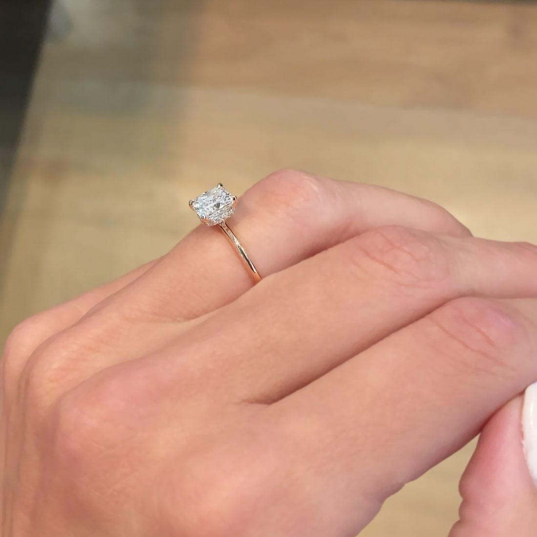 1.10 Carat Cushion Cut Hidden Halo Solitaire Natural Diamond Engagement Ring GIA Certified