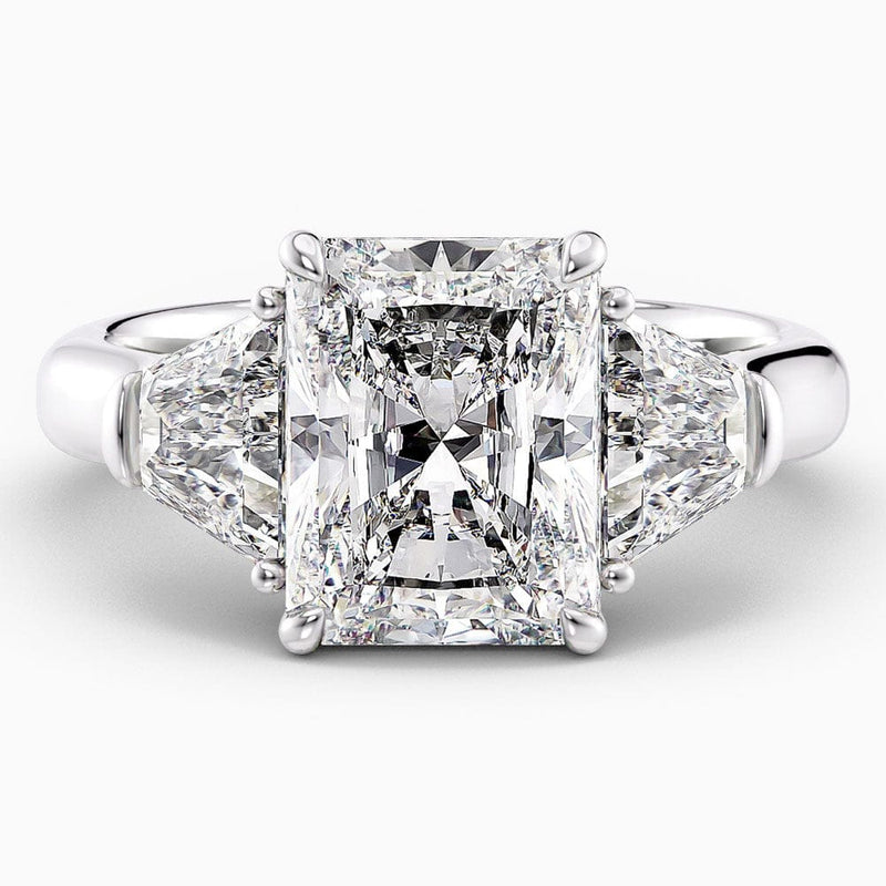 4 Carat Radiant Cut Three Stone Lab Grown Diamond Engagement Ring
