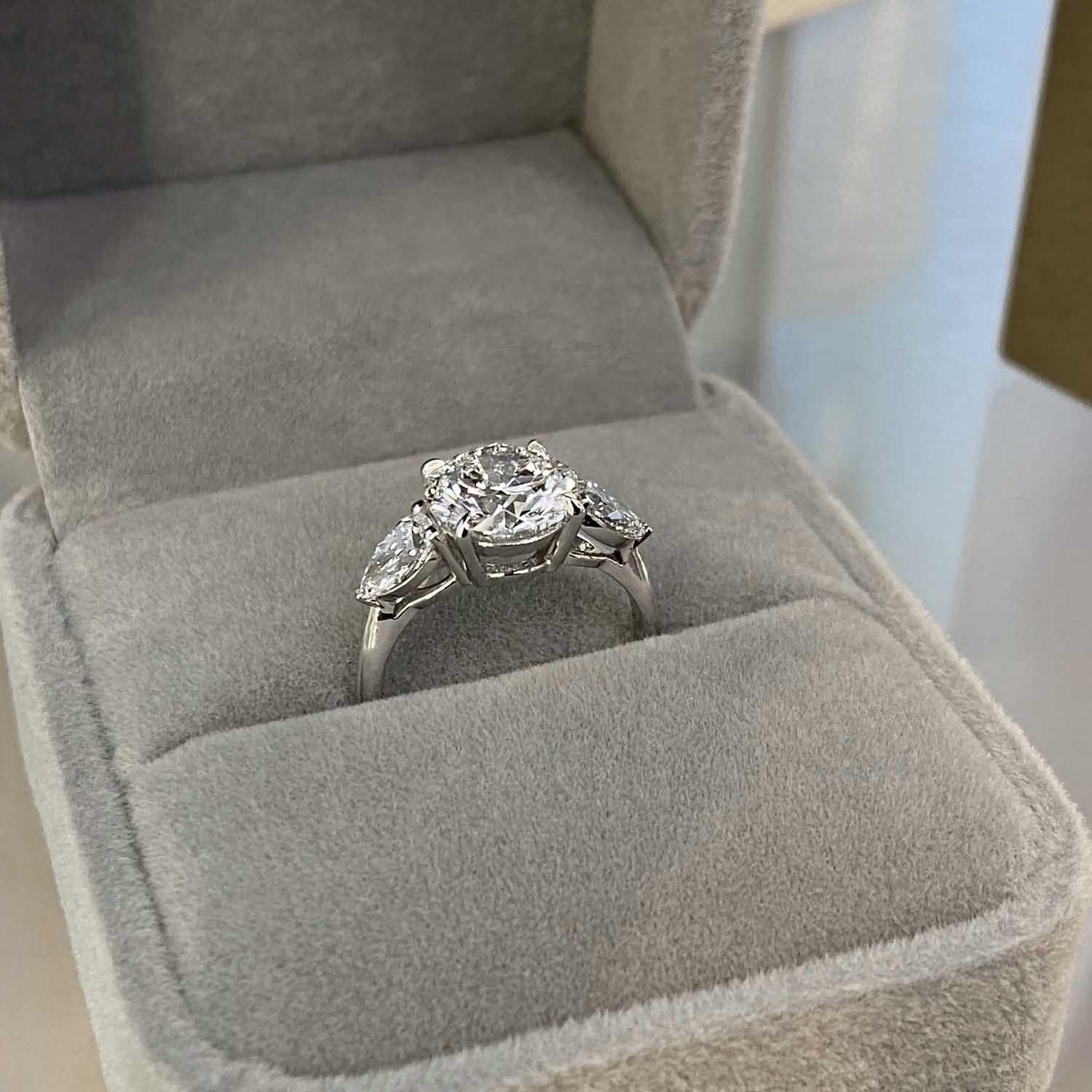 Mari Three Stone GIA Natural Diamond Engagement Ring