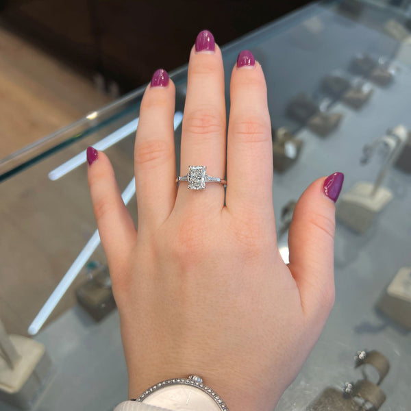 1.90 Carat Radiant Cut Three Stone Lab Grown Diamond Engagement Ring