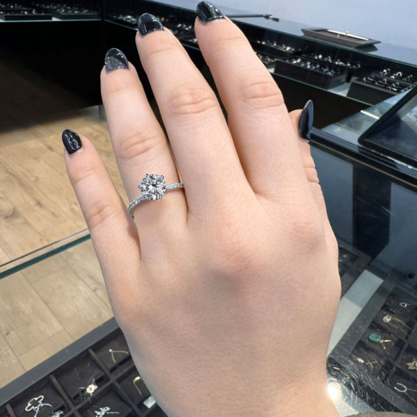 1.50 Carat Round Shape SIx Prong Moissanite Engagement Ring