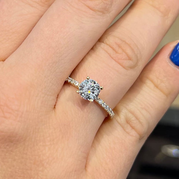 1.40 Carat Round Cut Hidden Halo Natural Diamond Engagement Ring GIA Certified