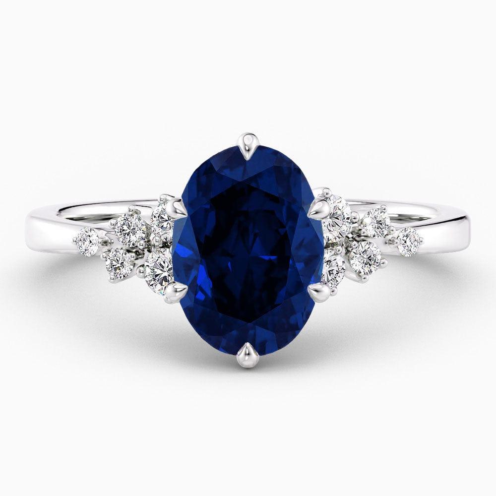 Oval Cut Snowdrift Blue Sapphire Engagement Ring