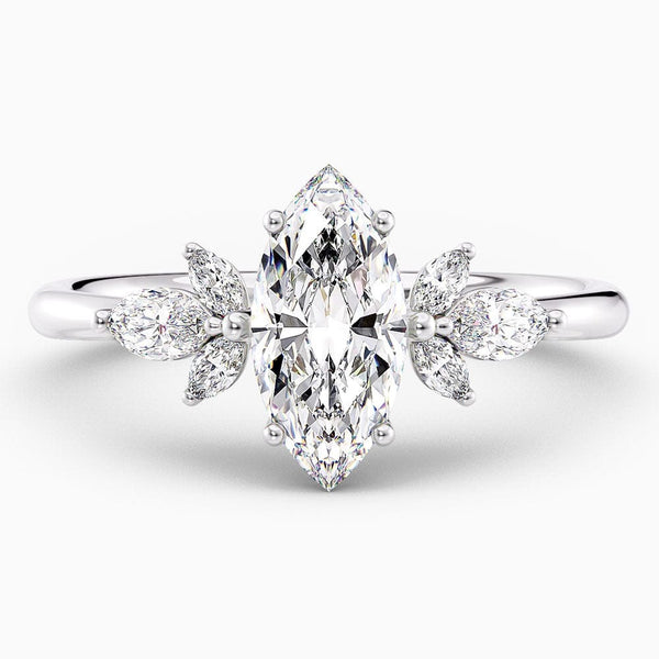 1.40 Carat Marquise Cut Cluster Natural Diamond Engagement Ring GIA Certified