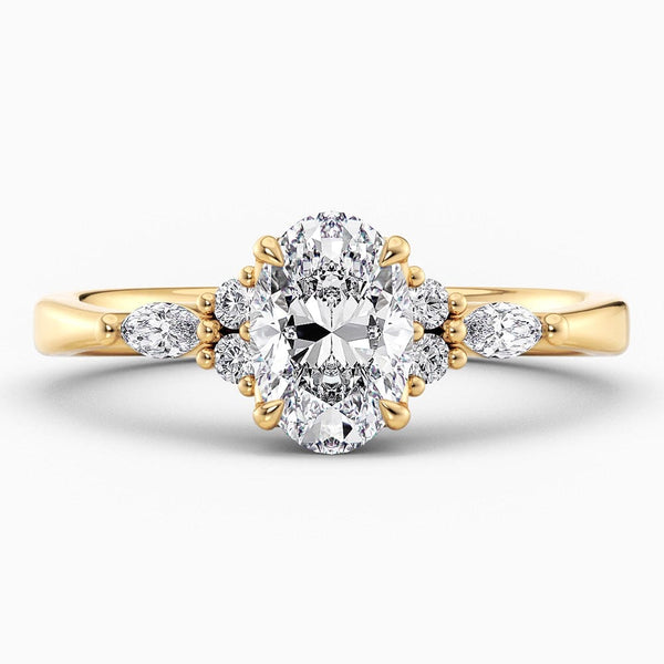 1.20 Carat Oval Cut Cluster Lab Grown Diamond Engagement Ring