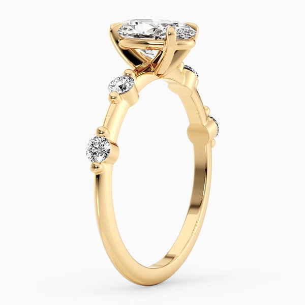 1.20 Carat Oval Cut Spaced Diamond Setting Lab Grown Diamond Engagement Ring