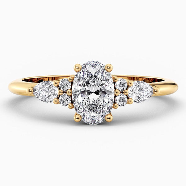 1.30 Carat Oval Cut Cluster Lab Grown Diamond Engagement Ring