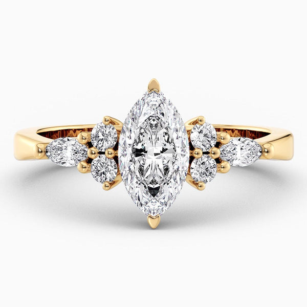 1.30 Carat Marquise Cut Cluster Lab Grown Diamond Engagement Ring