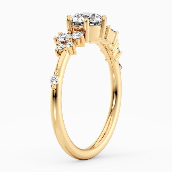 1.50 Carat Round Cut Cluster Lab Grown Diamond Engagement Ring
