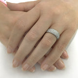 Round Cut Natural Diamond Wide Micro Pave Wedding Ring