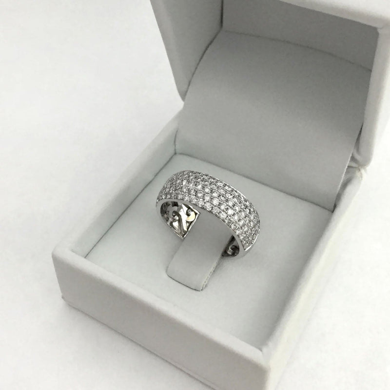 1.50 Carat Micro Pave 7.2mm Natural Diamond Wedding Ring