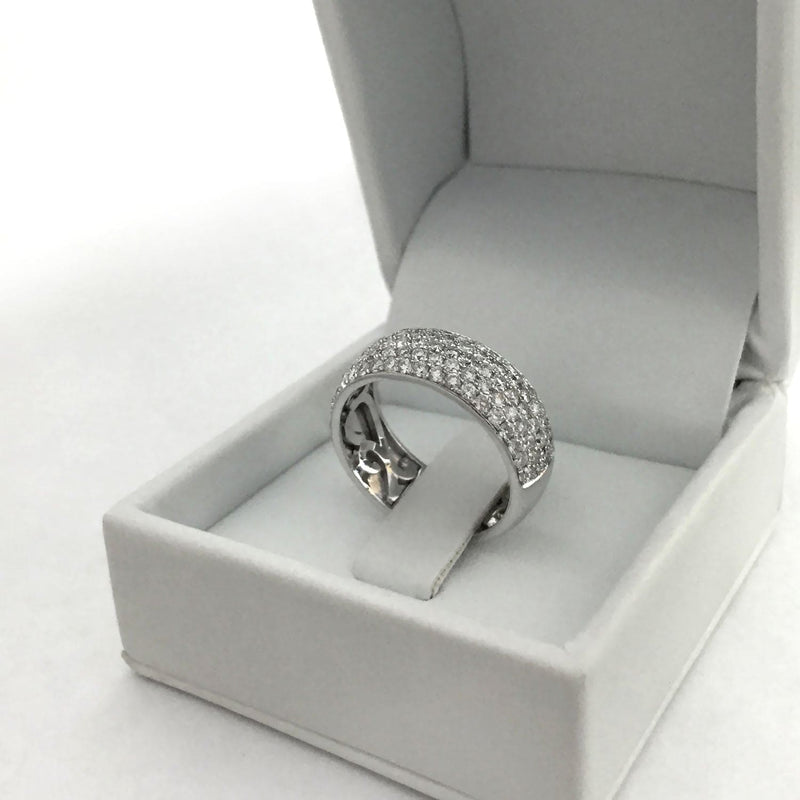 Round Cut Natural Diamond Wide Micro Pave Wedding Ring