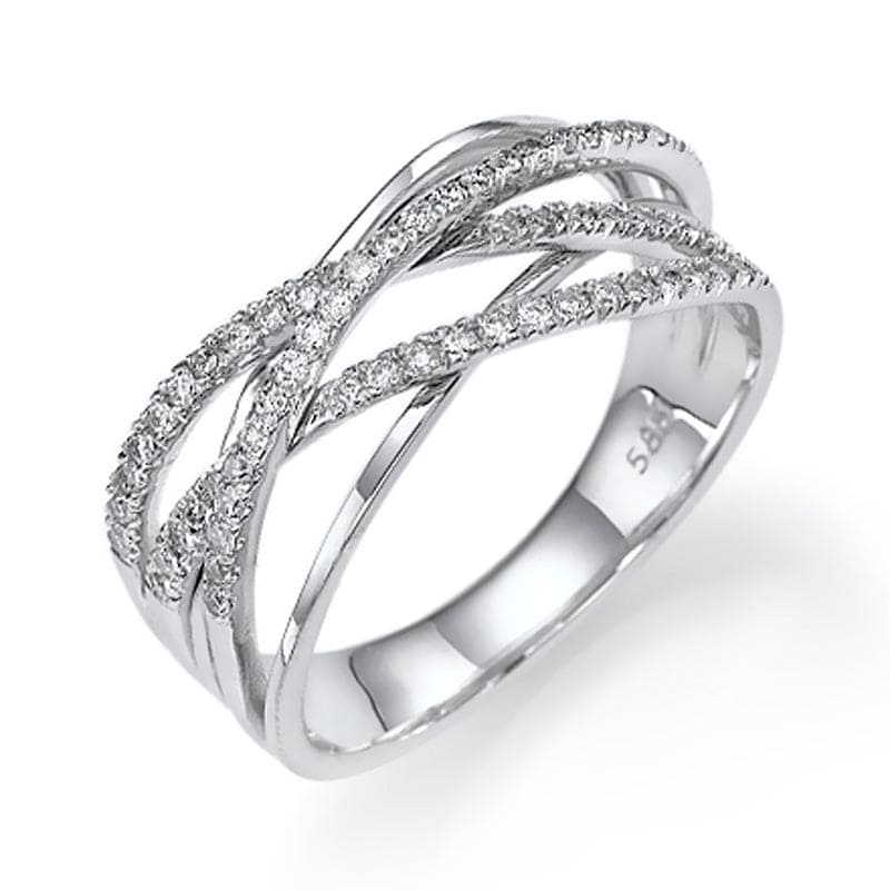 0.50 Carat Criss Cross 10mm Natural Diamond Wedding Ring