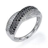 0.70 Carat Crossover 7mmm Black & White Natural Diamond Wedding Ring
