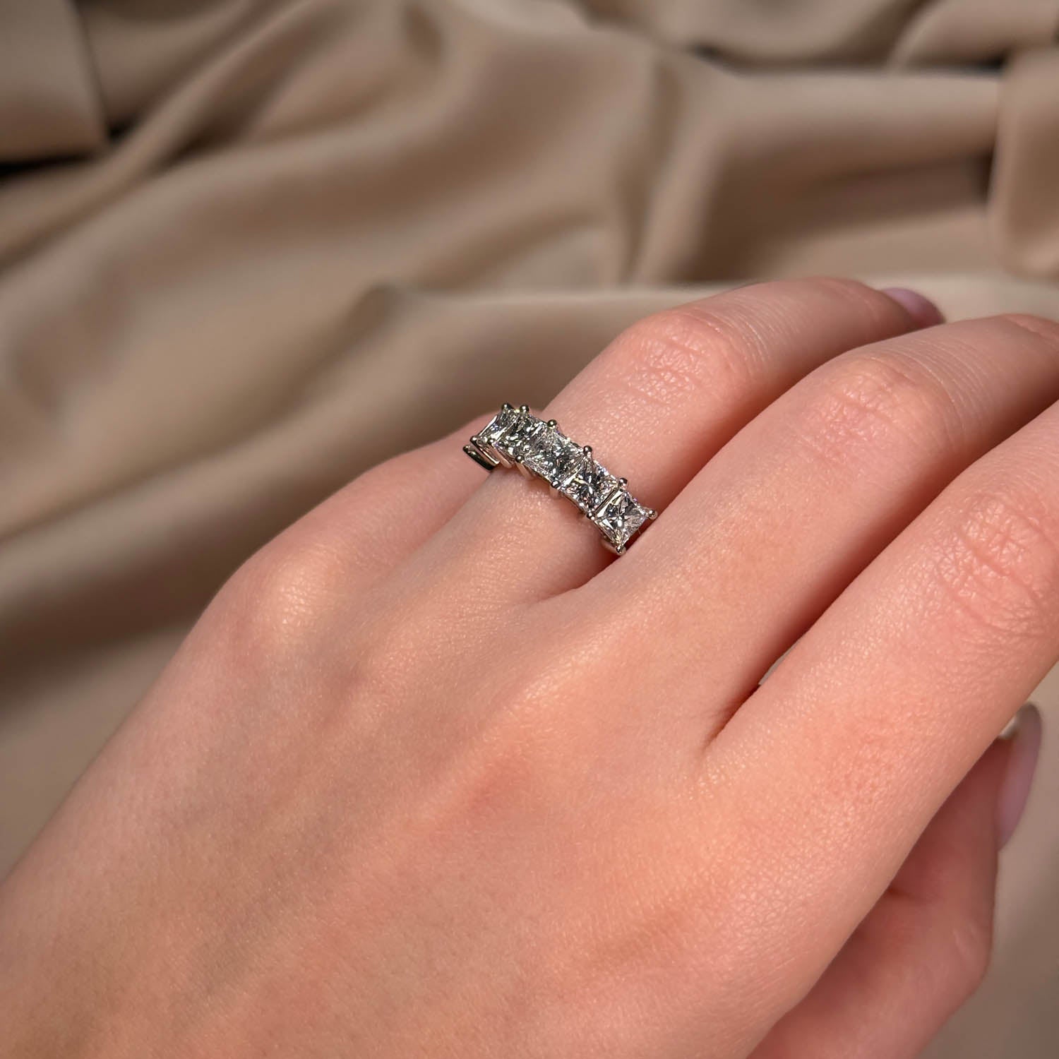 3 Carat Shared Prong 4.2mm Princess Cut Lab Grown Diamond Wedding Ring