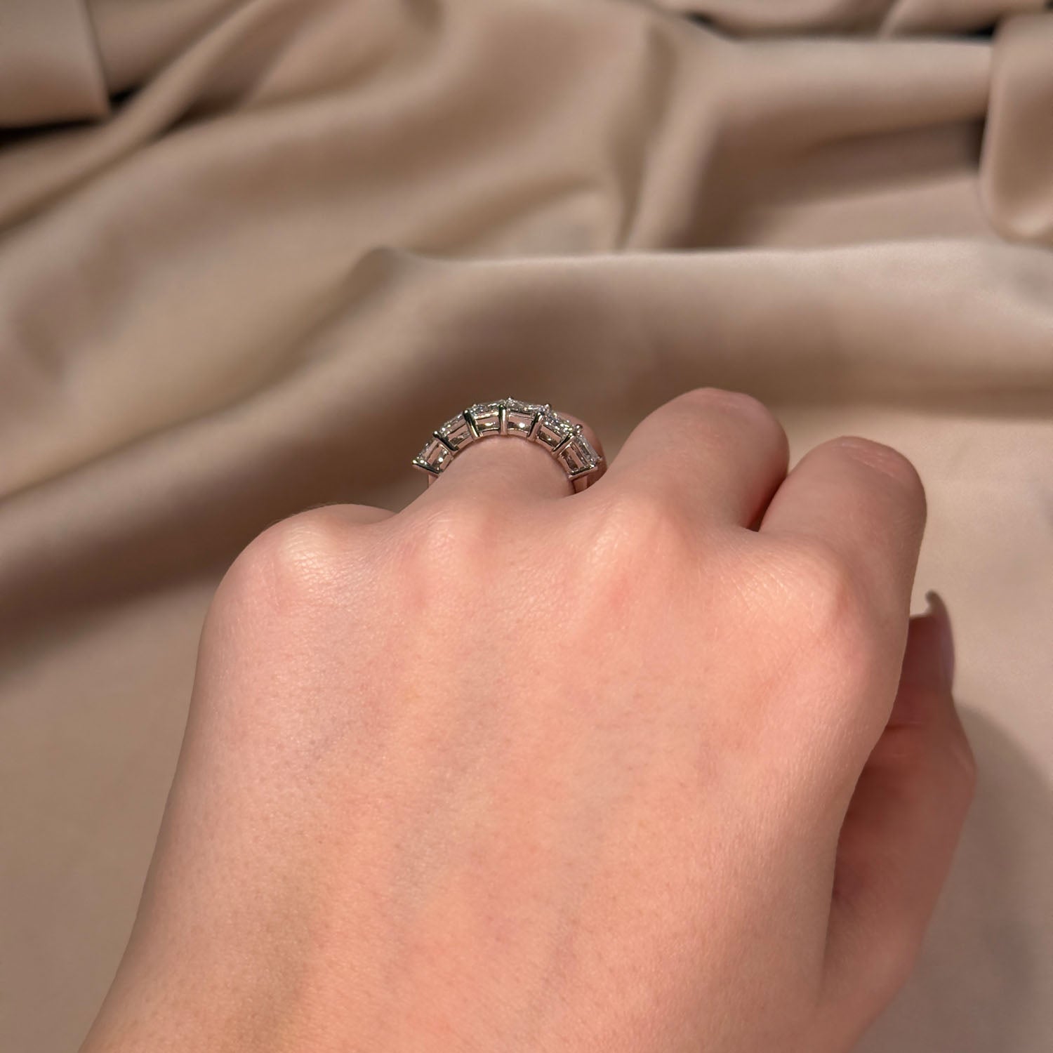 3 Carat Shared Prong 4.2mm Princess Cut Lab Grown Diamond Wedding Ring
