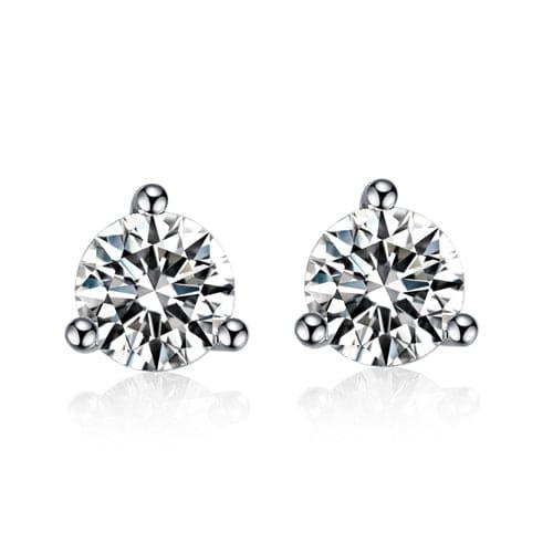 1 Carat Round Cut Lab Grown Diamond 3 Prong Solitaire Stud Earrings - Featured Image