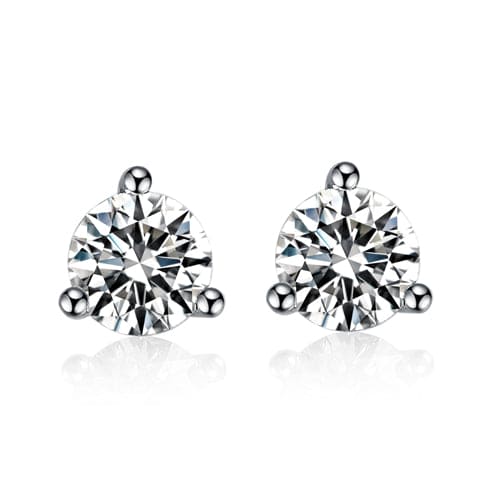 1 Carat Round Cut Lab Grown Diamond 3 Prong Solitaire Stud Earrings